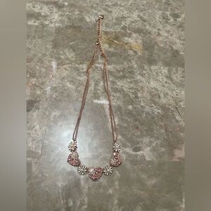 Vintage BETSEY JOHNSON Iconic Treasures Collection  Copper Floral Heart Necklace
